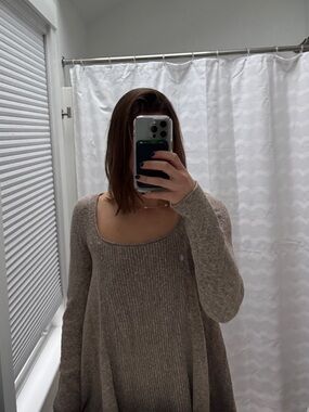 Cozy Ribbed Knit Square Neck Pullover Sweater - Taupe